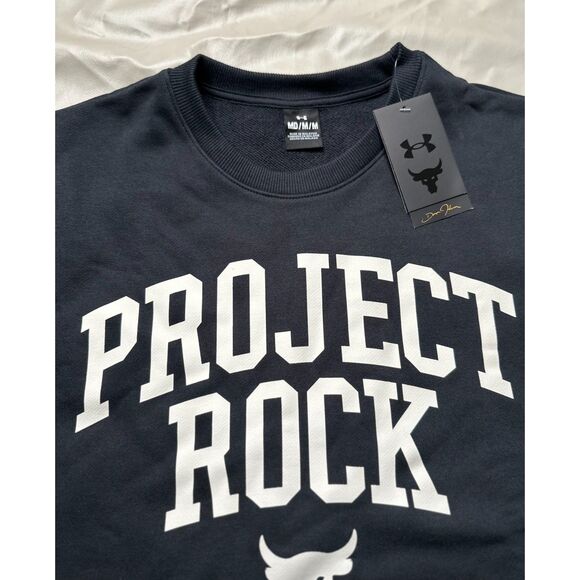 Under Armour Men Medium Project Rock Crew Sweatshirt Heavyweight Short Sleeve - Picture 2 of 6